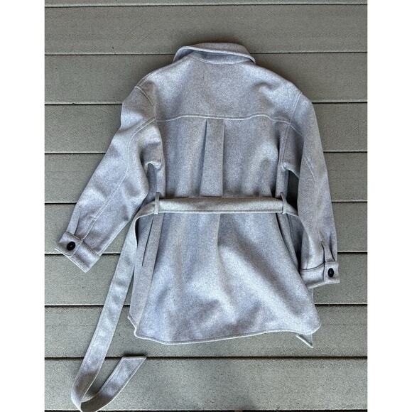 Zara Women’s Belted Overshirt/Shacket Gray Size S - Picture 4 of 4